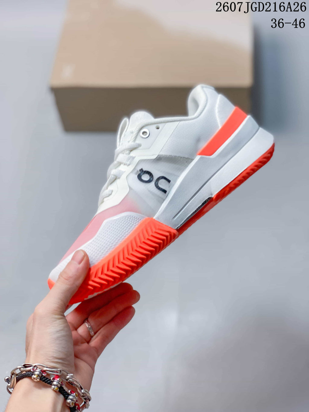 On THE ROGER Pro 2 Tennis Sneakers White Pink Orange