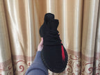 Yeezy 350 V2 Black and Red Knit Sneakers