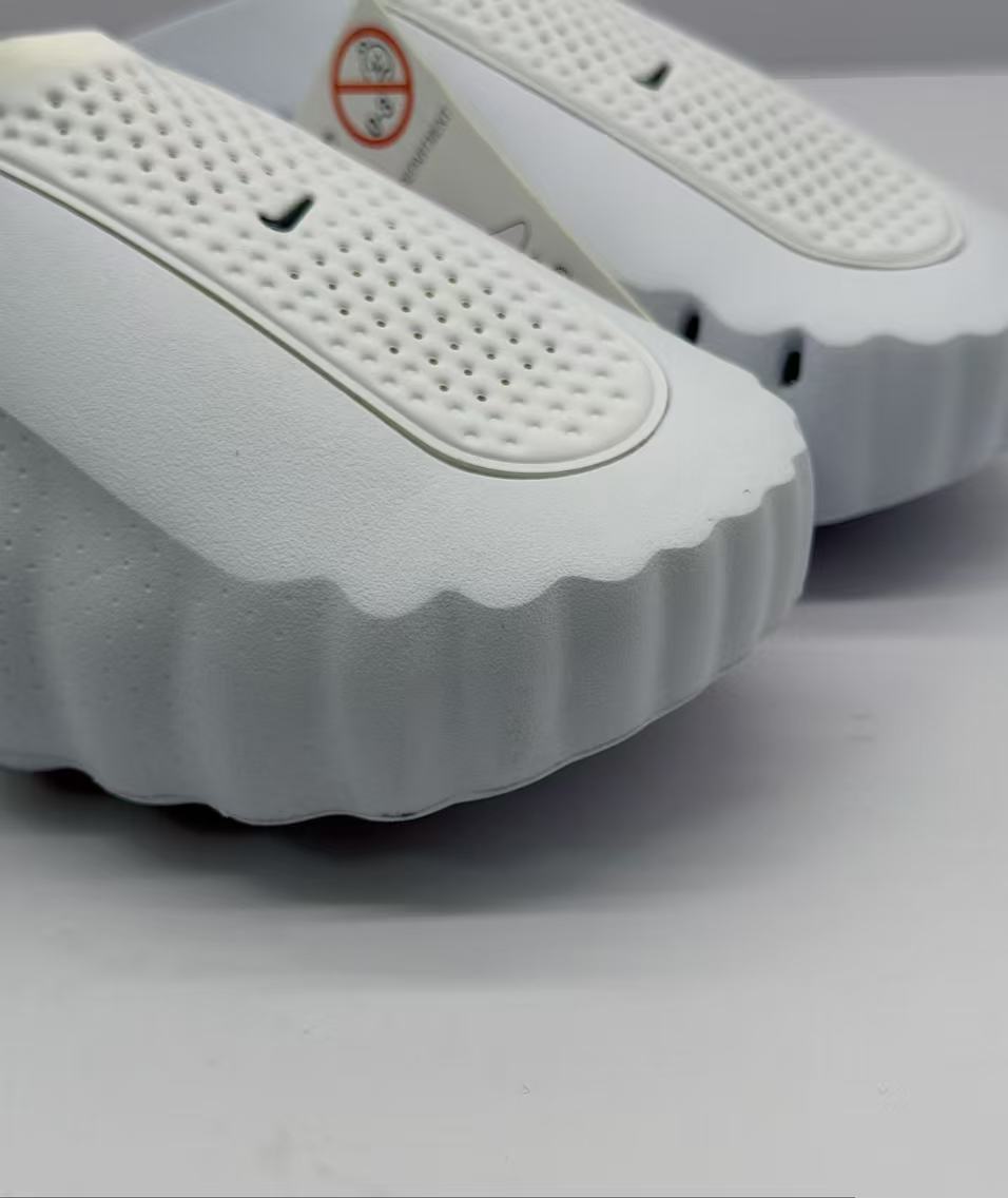 Nike White Slides with Perforated Upper
