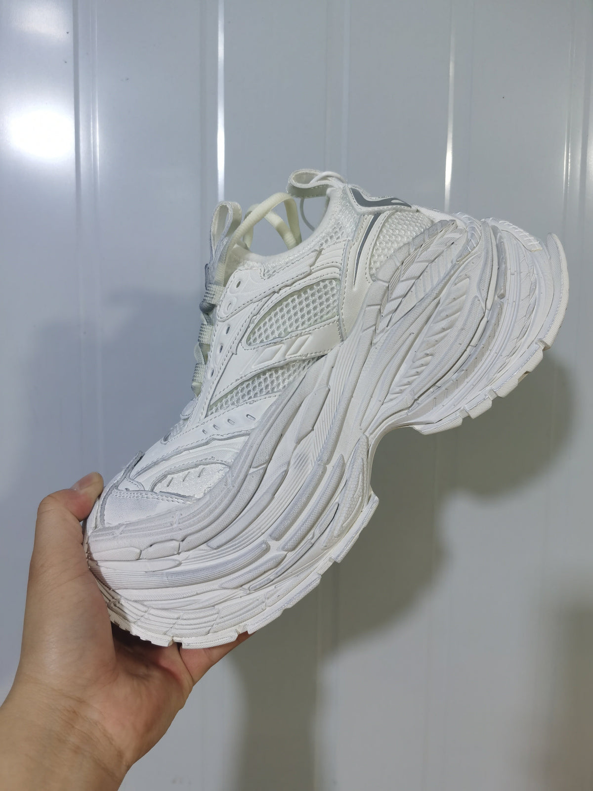 Platform Mesh Sneakers All White Style 0101