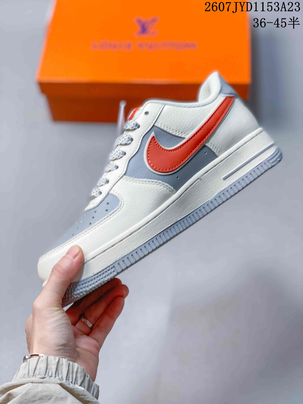 Nike Air Force 1 '07 Low White Grey Red Sneakers 2607JYD1153A23