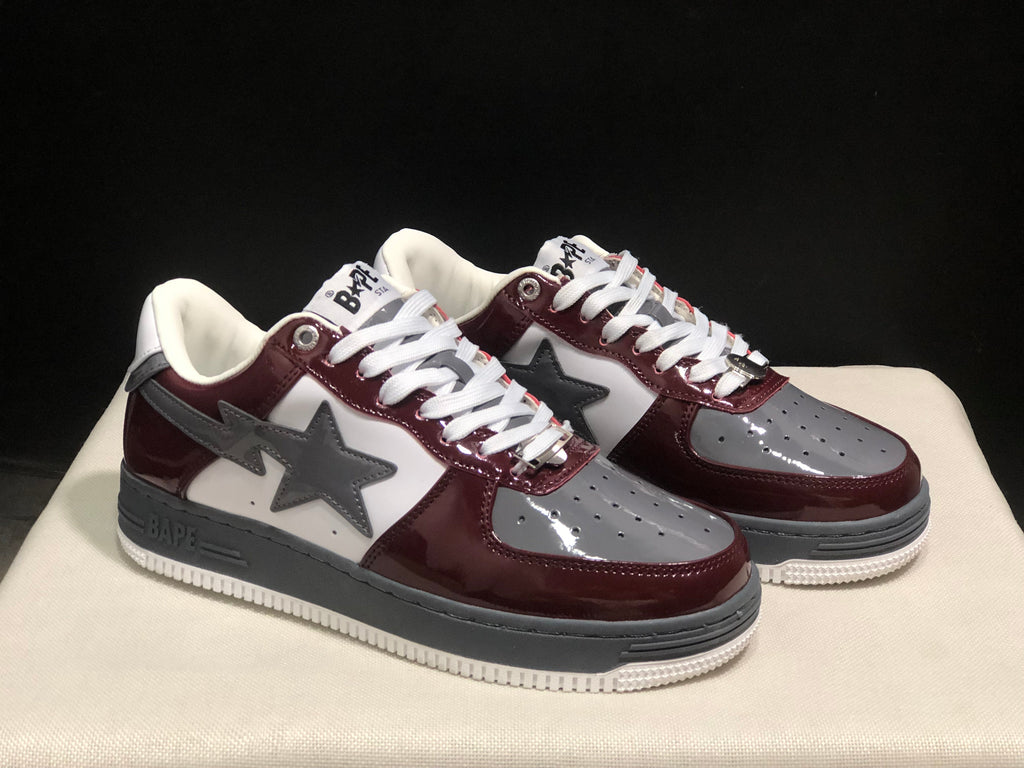 BAPE STA Low-Top Sneakers Burgundy White Gray