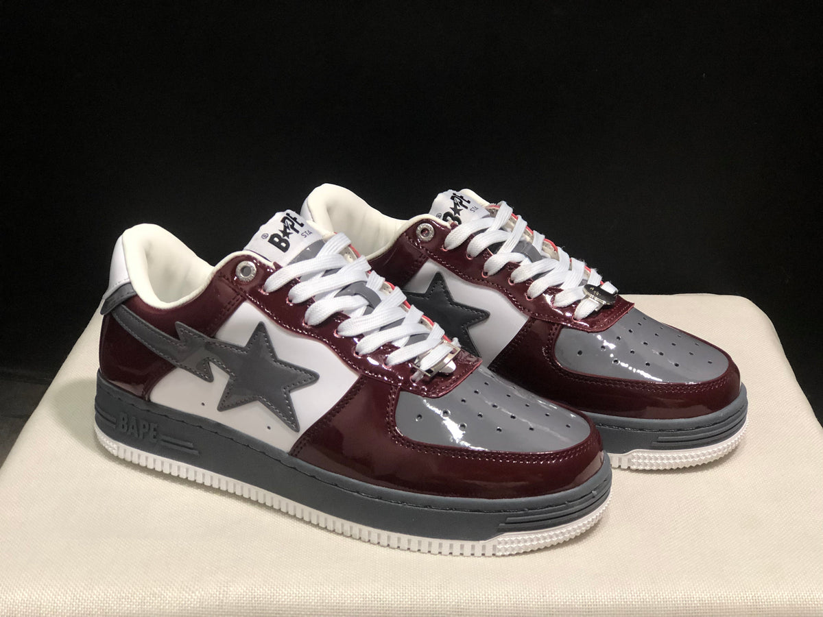 BAPE STA Low-Top Sneakers Burgundy White Gray