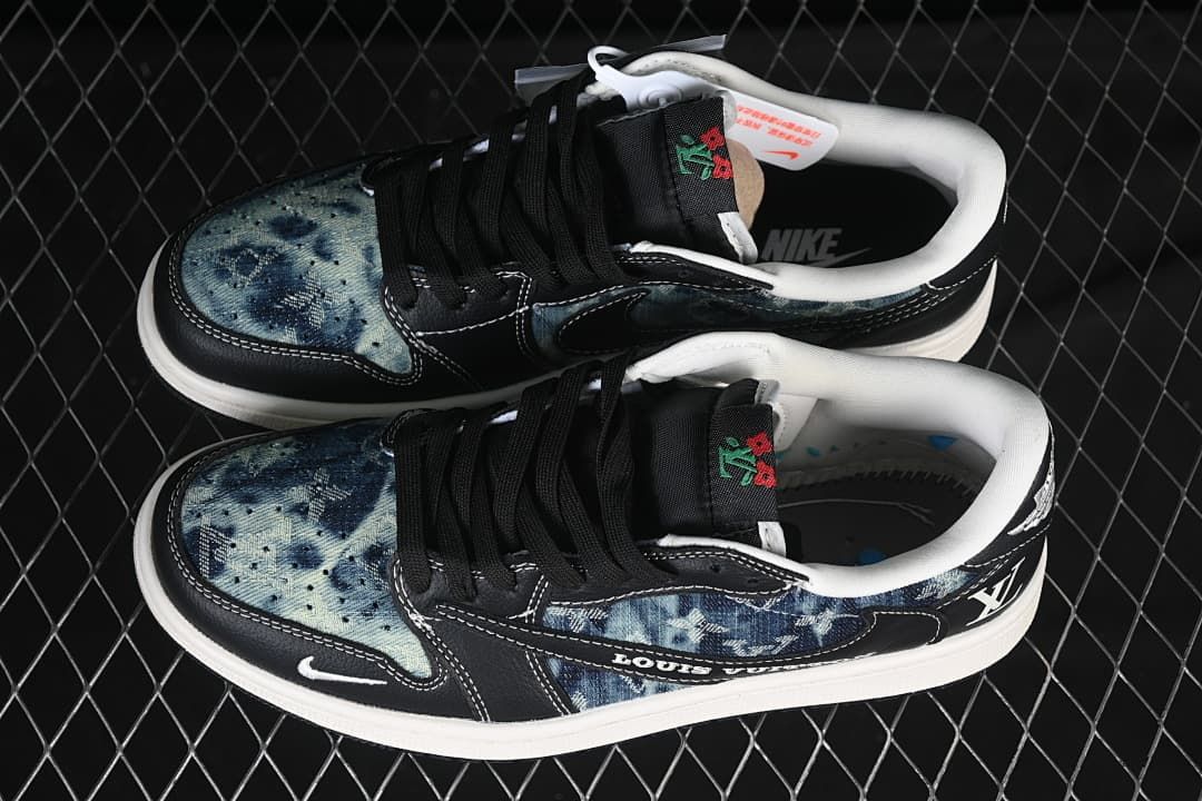Travis Scott x Fragment Air Jordan 1 Low Denim Sneakers