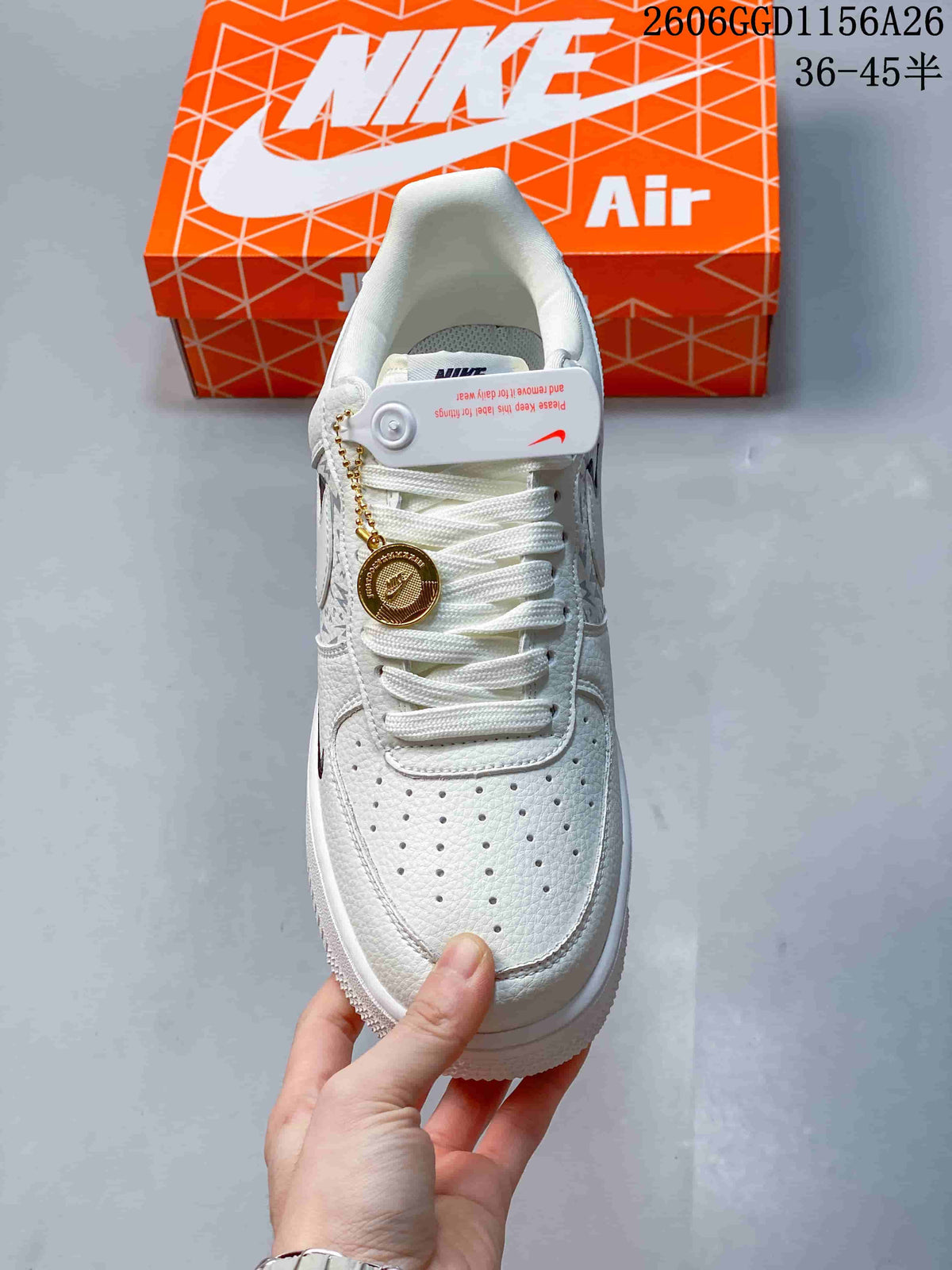 Nike Air Force 1 Low Cream White Sneakers with Patterned Panels
