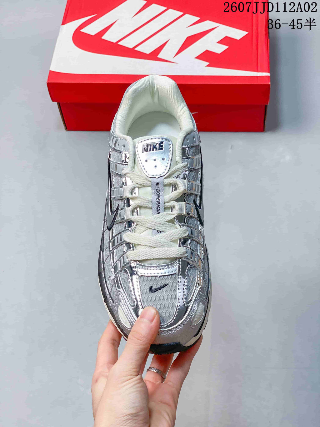 Nike P-6000 Silver Running-Style Sneakers