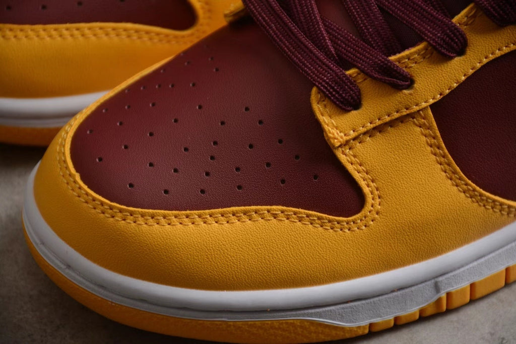 Nike SB Dunk Low Yellow Burgundy Sneakers