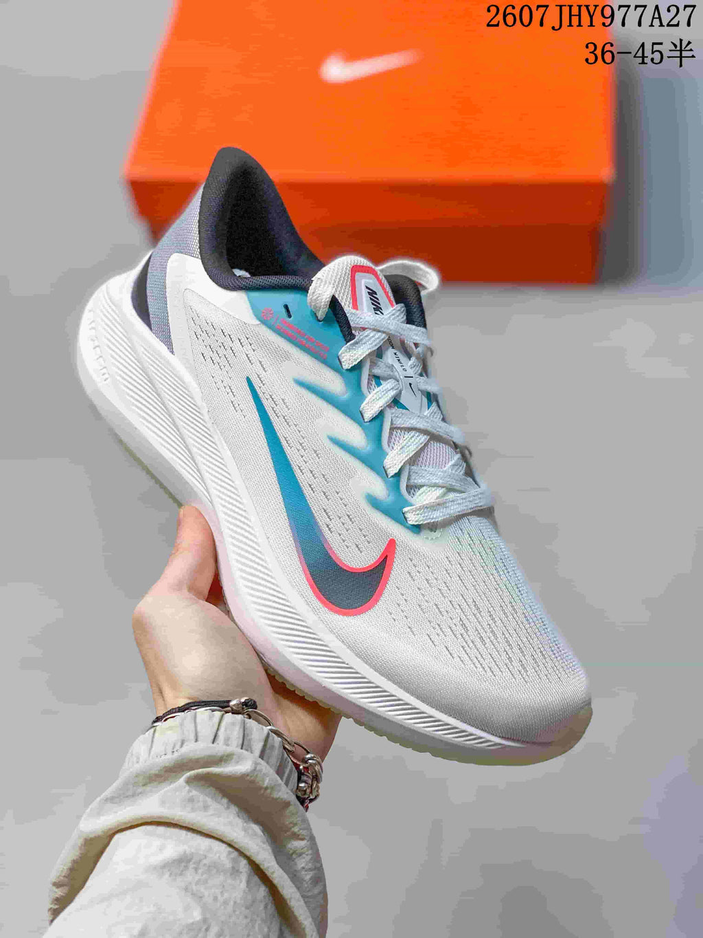 Nike Zoom Winflo 7 Men's Low-Top Running Shoes White Blue