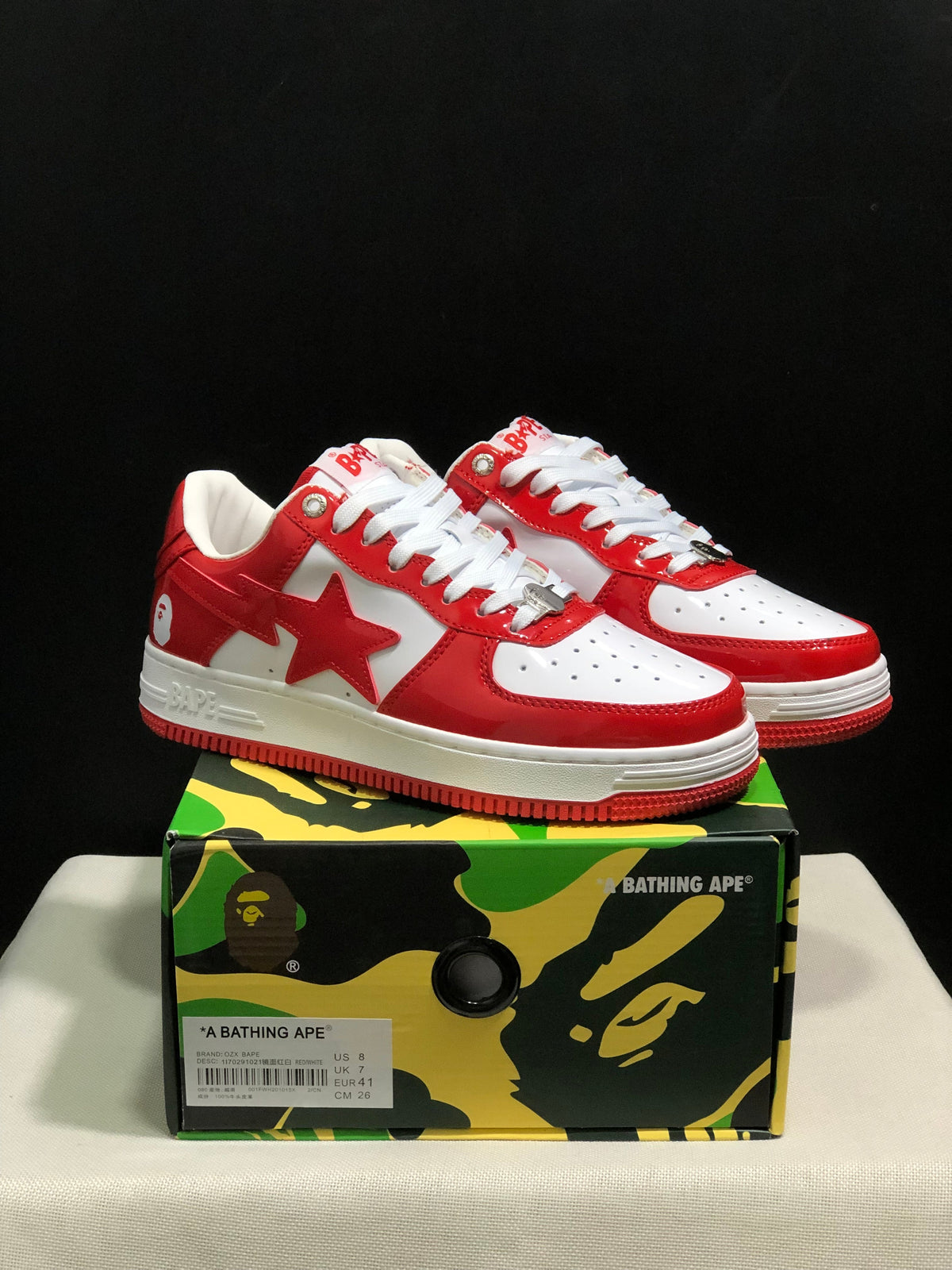 BAPE STA Low-Top Sneakers Red and White