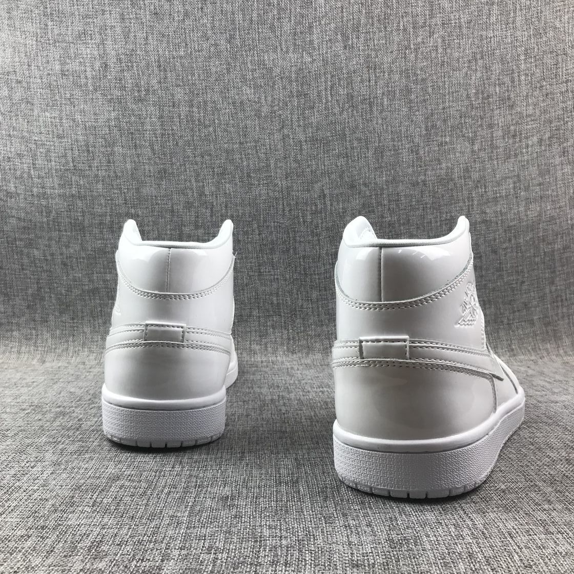 Jordan Air Jordan 1 Mid White Patent-Style Sneakers BQ6472-111