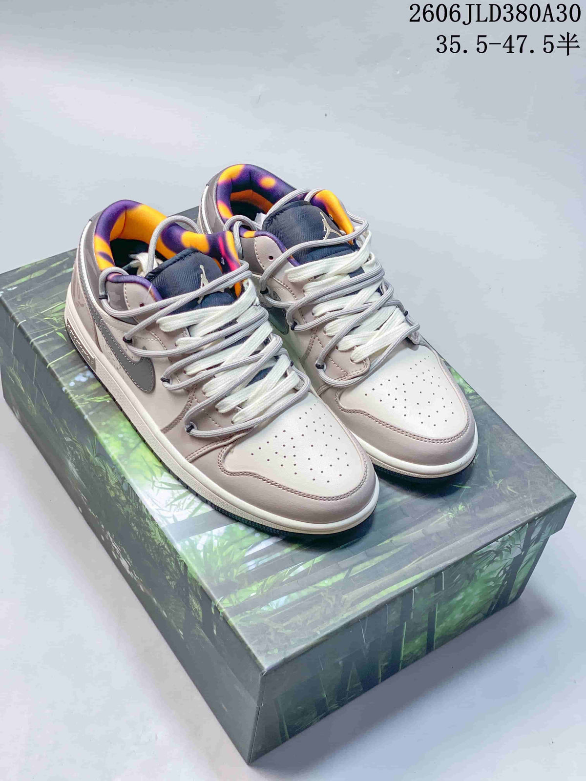 Air Jordan 1 Low Sneakers in Pink, Gray, Purple and Orange