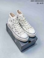 Converse All Star Lift High-Top Sneakers in Cream with Star Embroidery