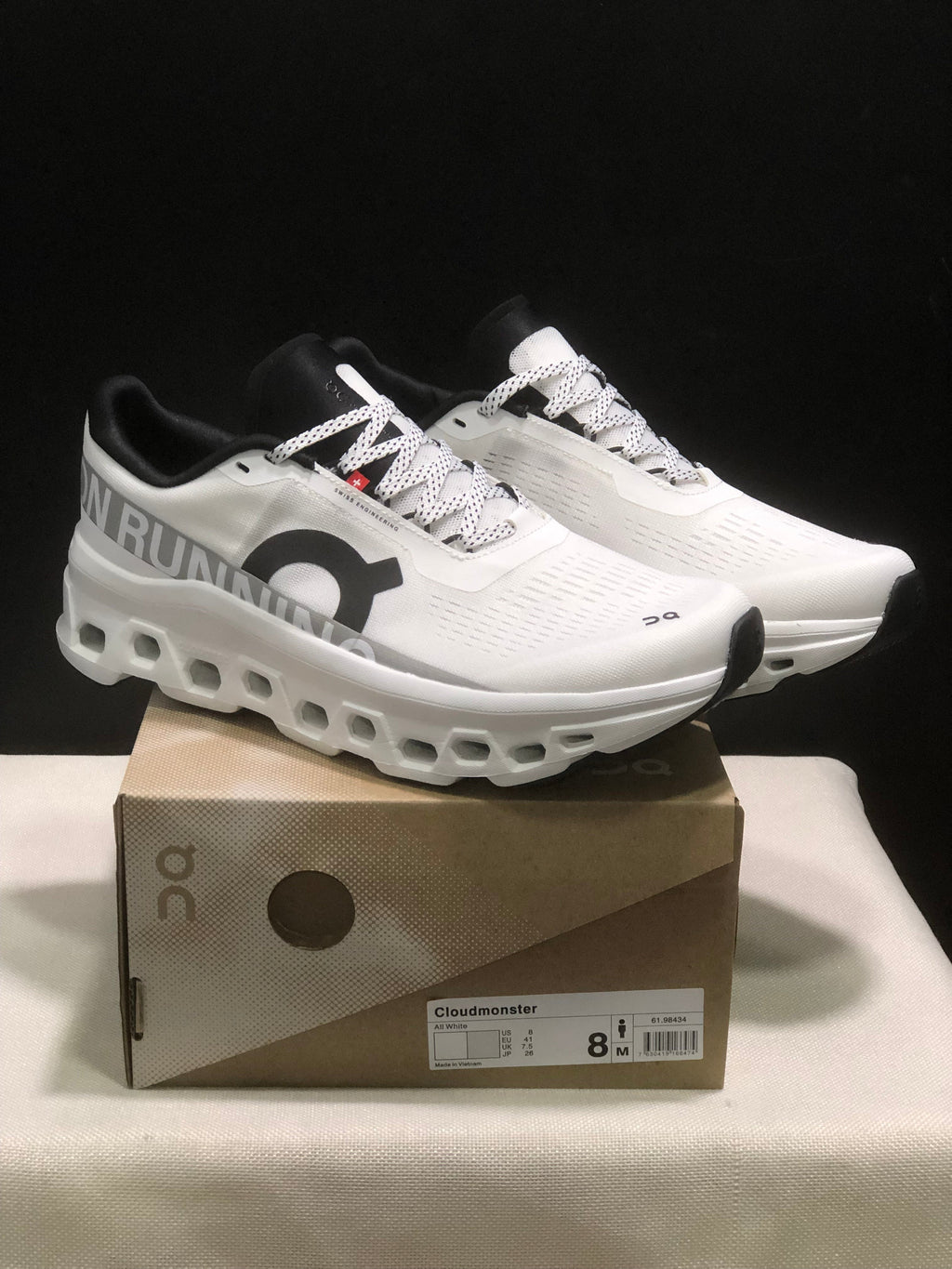 On Cloudmonster 1 All-White Running Sneakers