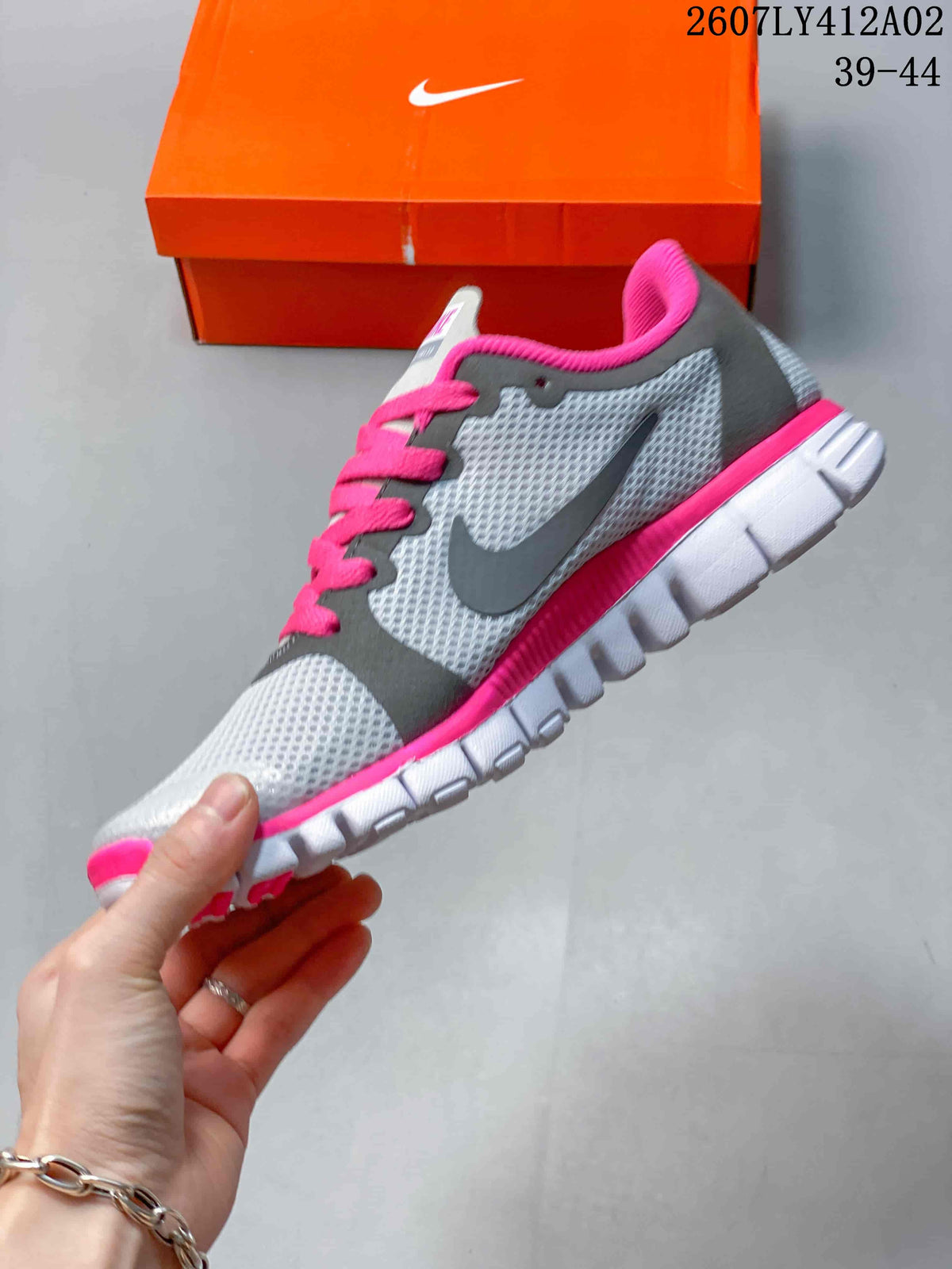 Nike Free 3.0 Running Shoes in Gray and Hot Pink