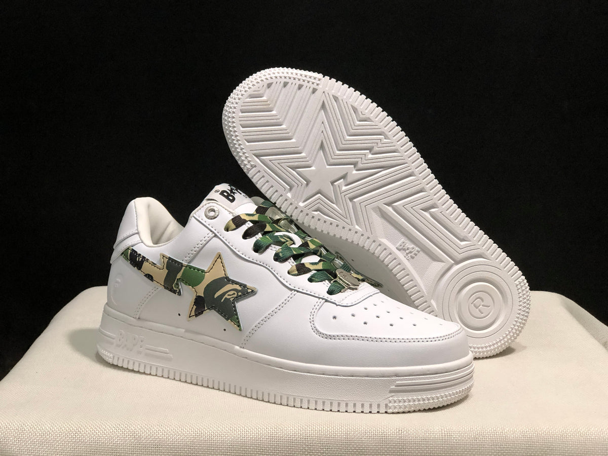 BAPE Bape Sta Low Sneakers White Green Camo