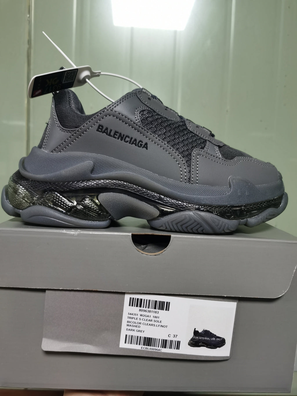 Balenciaga Triple S Clear Sole Sneakers Dark Grey 1801
