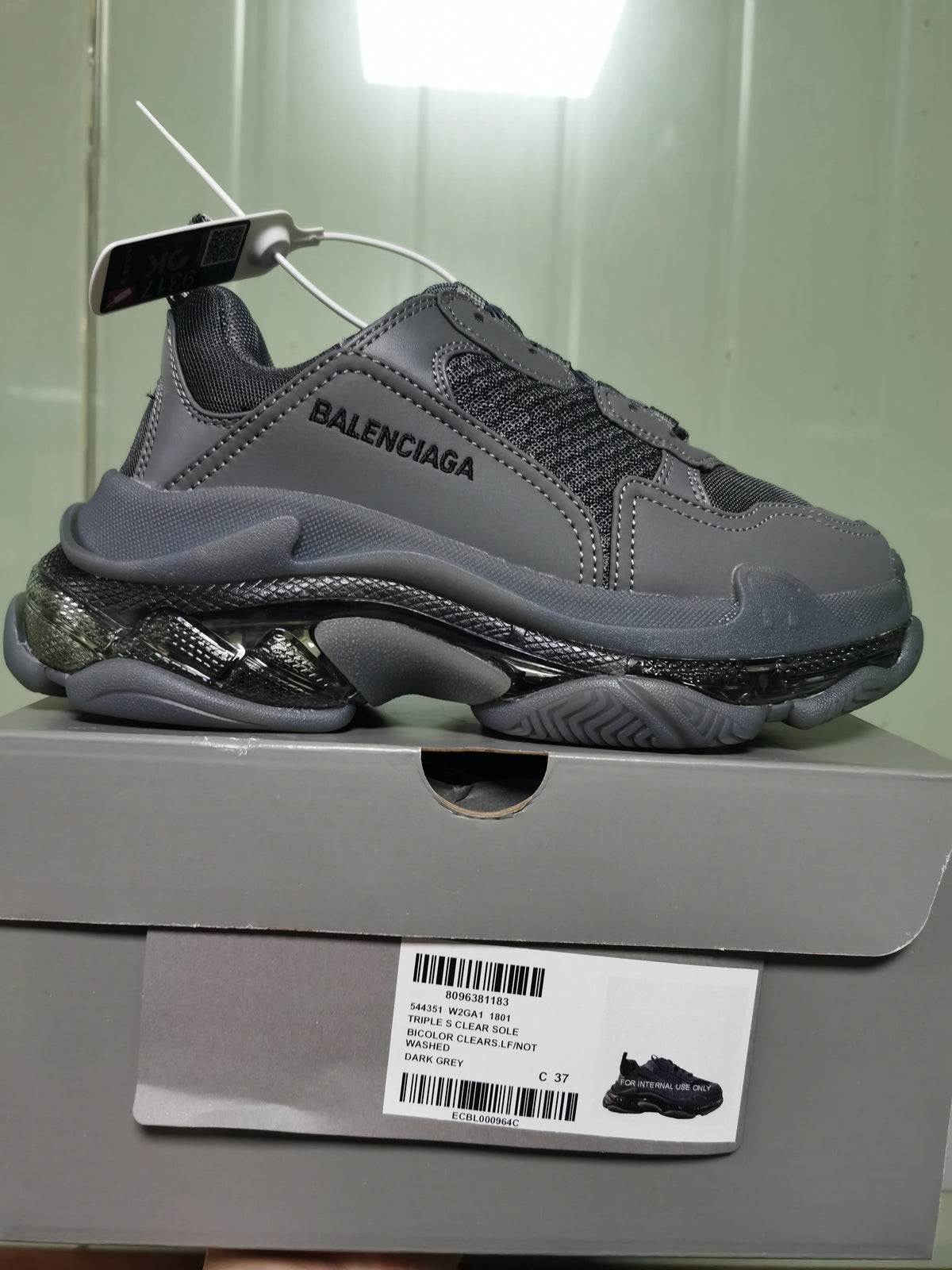 Balenciaga Triple S Clear Sole Sneakers Dark Grey 1801
