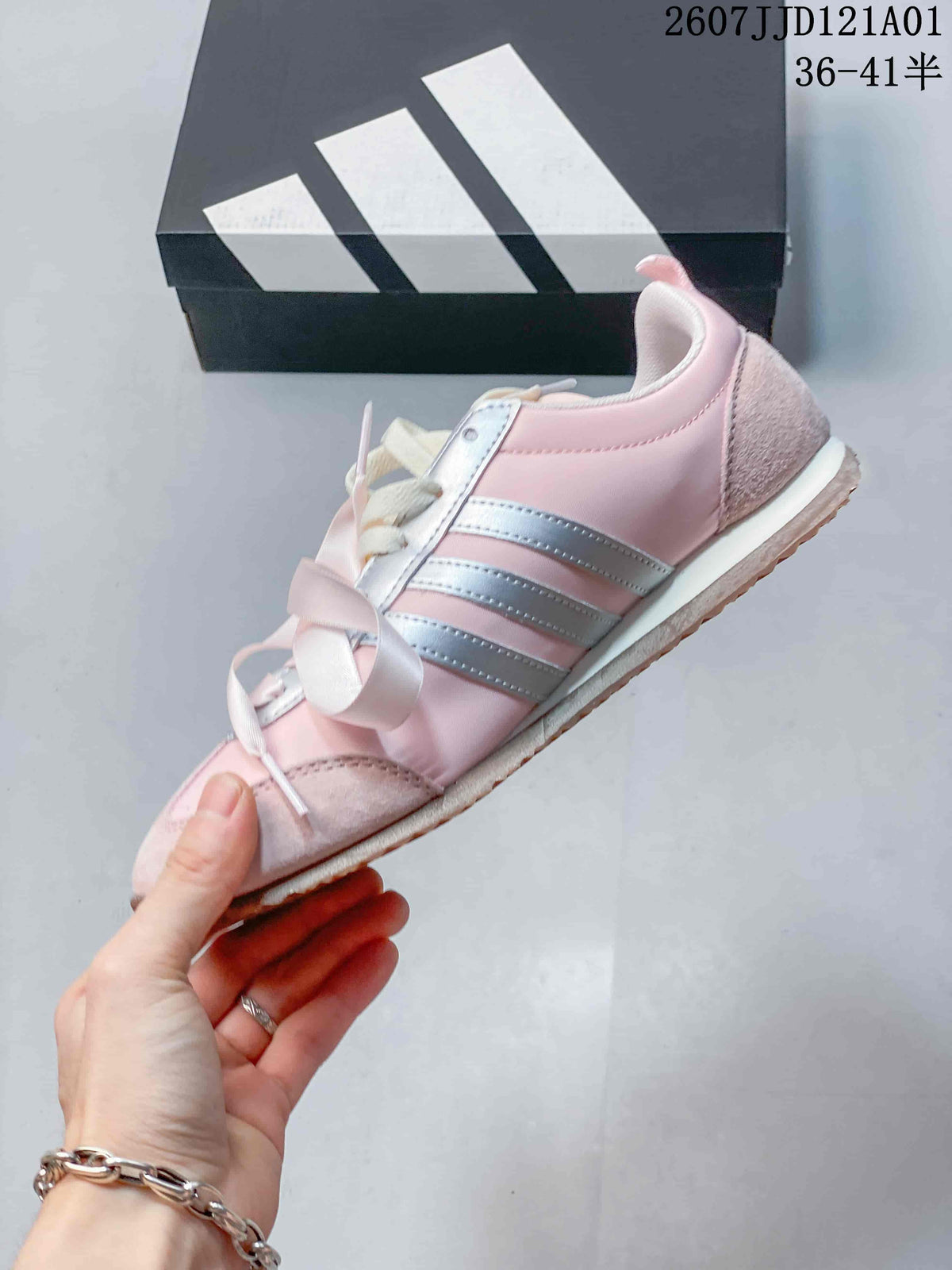adidas VS JOG 2.0 Pink Retro Sneakers with Ribbon Laces