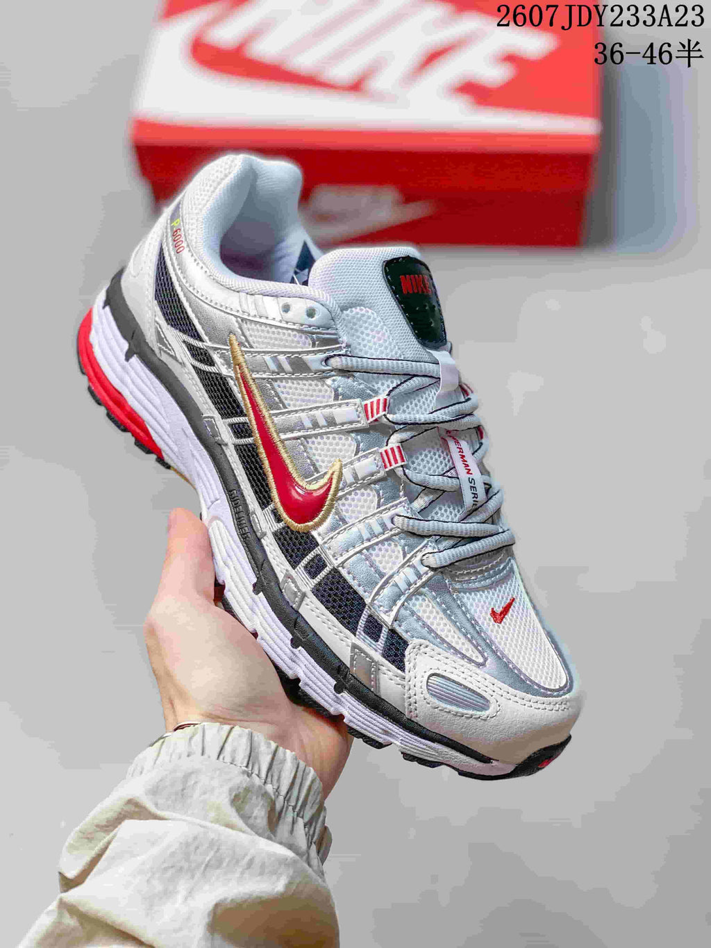 Nike P-6000 Sneakers White Silver Red Black 2607JDY233A23