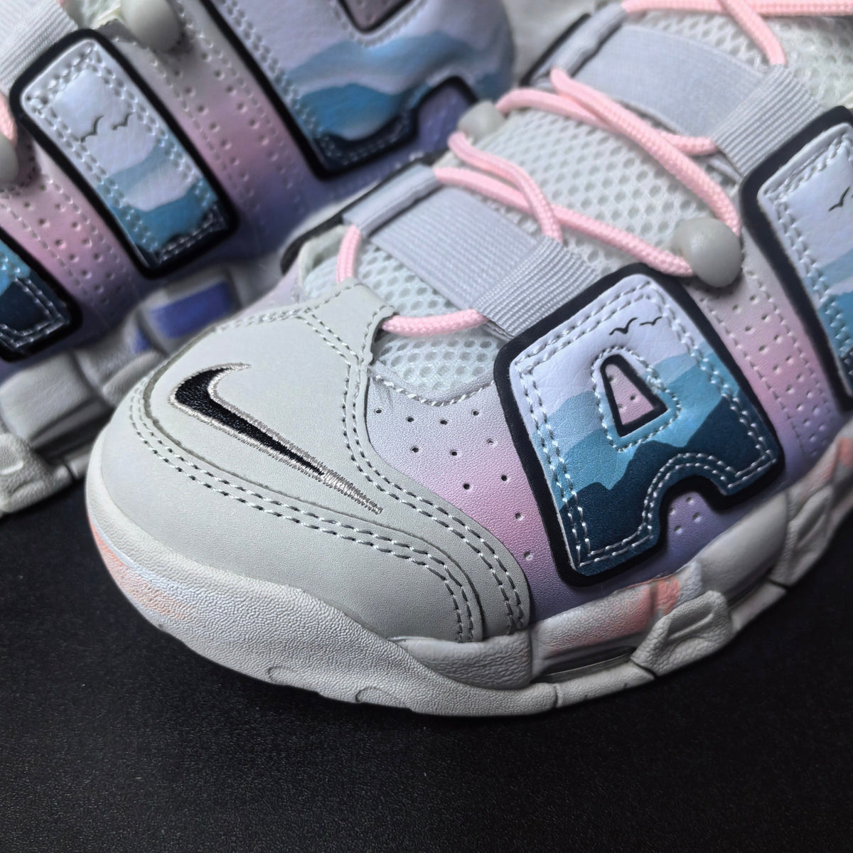 Nike Air More Uptempo Sunset Sneakers in Lavender and Blue