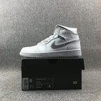 Air Jordan 1 Mid White Silver Sneakers 554724-105