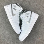 Air Jordan 1 Mid White Silver Sneakers 554724-105