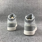 Air Jordan 1 Mid Sneakers in White and Grey