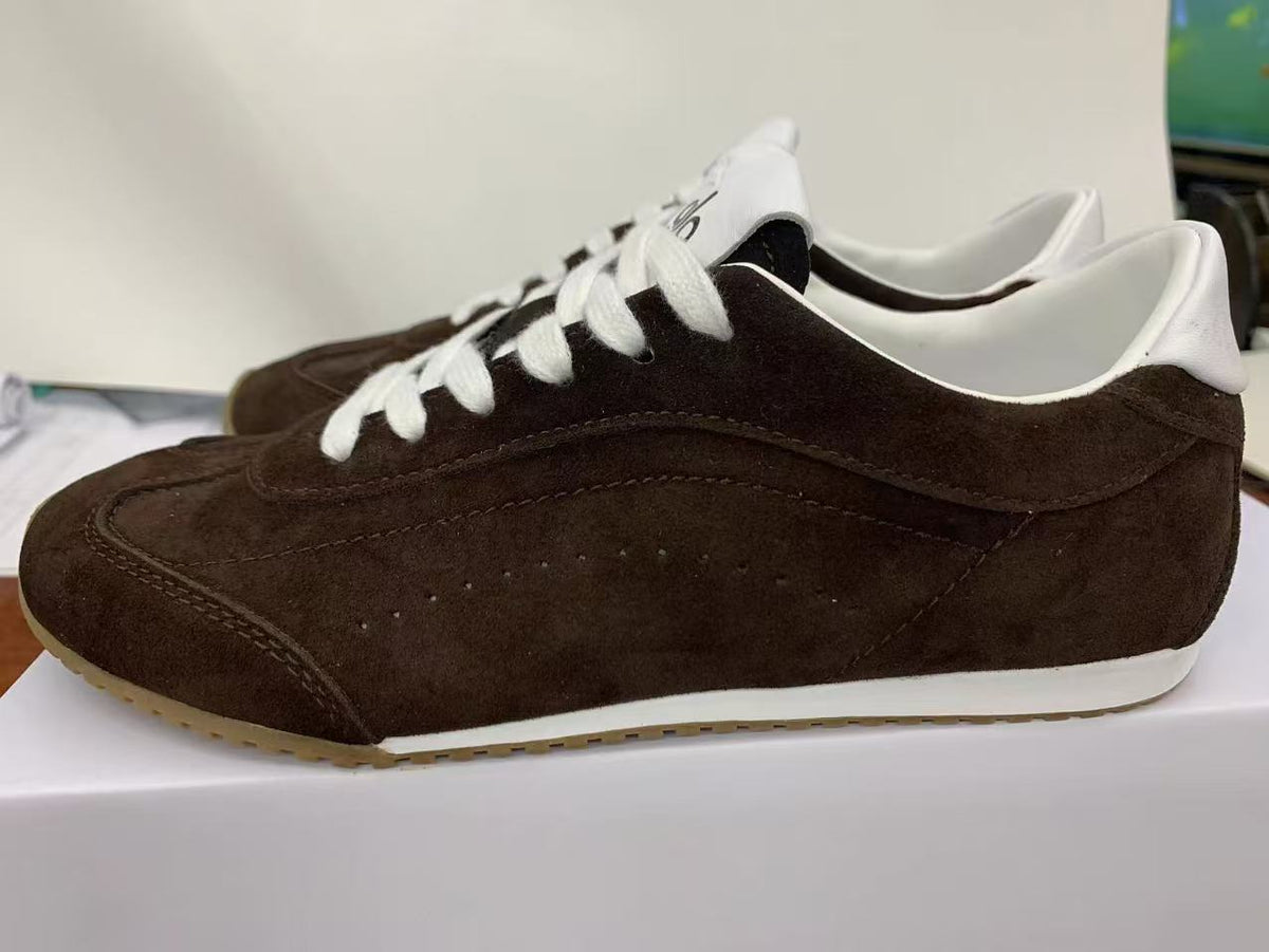 Alo Low-Top Sneakers Dark Brown with White Accents