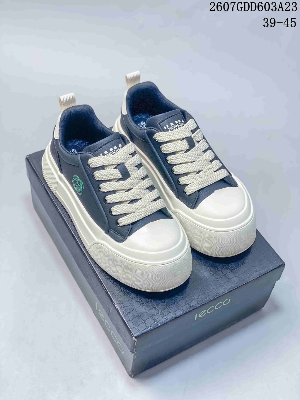 ECCO Navy and White Casual Sneakers 2607GDD603A23