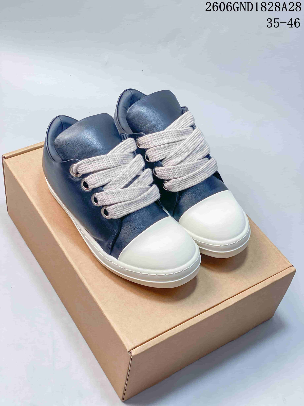 Rick Owens Low-Top Sneakers in Navy and White