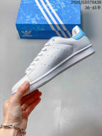 Adidas Stan Smith White and Blue Low-Top Sneakers