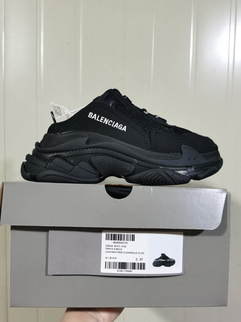 Balenciaga Triple S Mule Sneakers All Black 0102