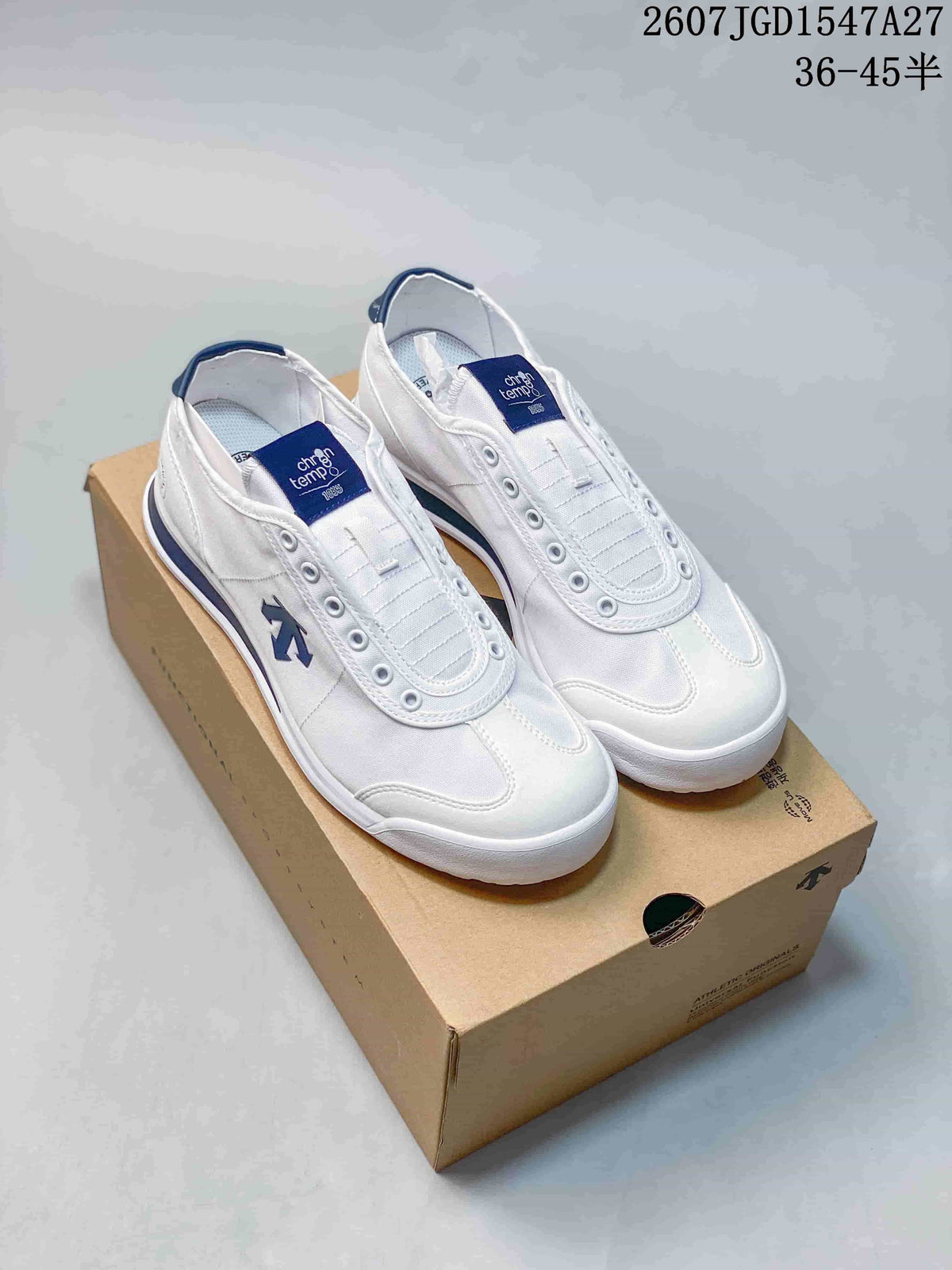 DESCENTE Cron Tempo Canvas Sneakers White and Blue