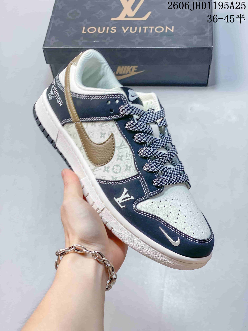 Nike Dunk Low Louis Vuitton Monogram Print Sneakers