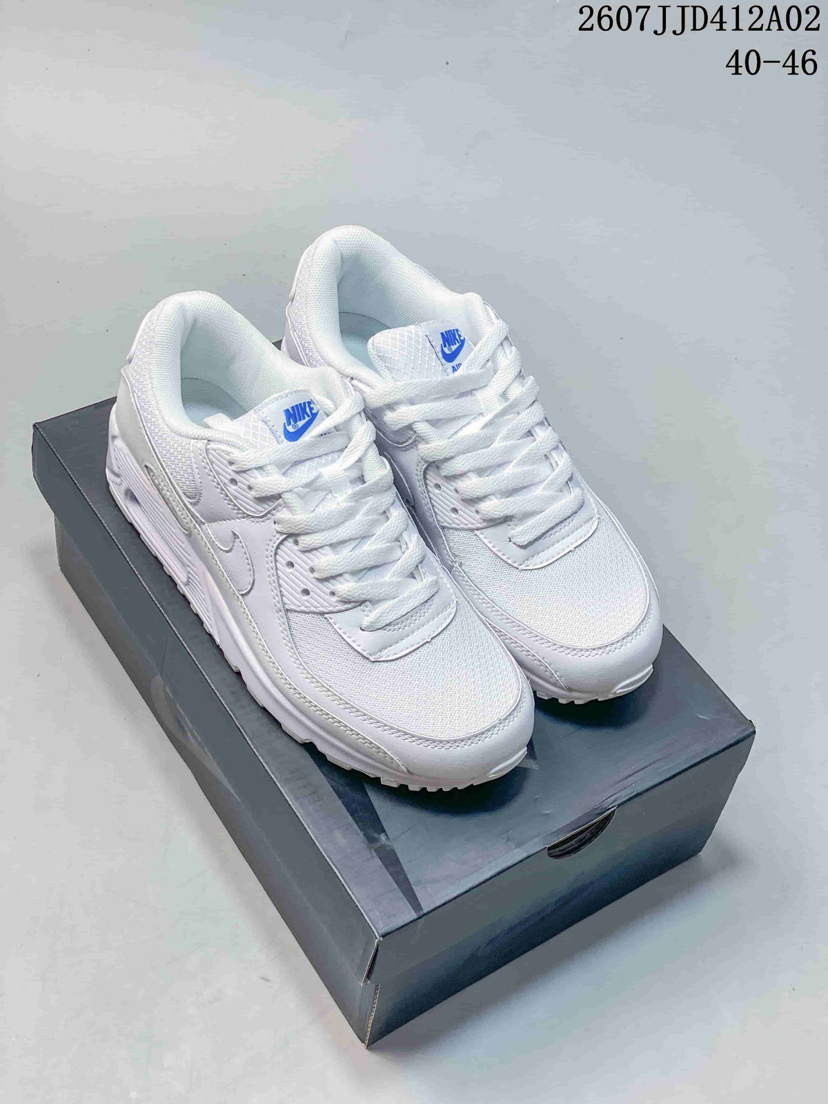 Nike Air Max 90 White and Blue Sneakers