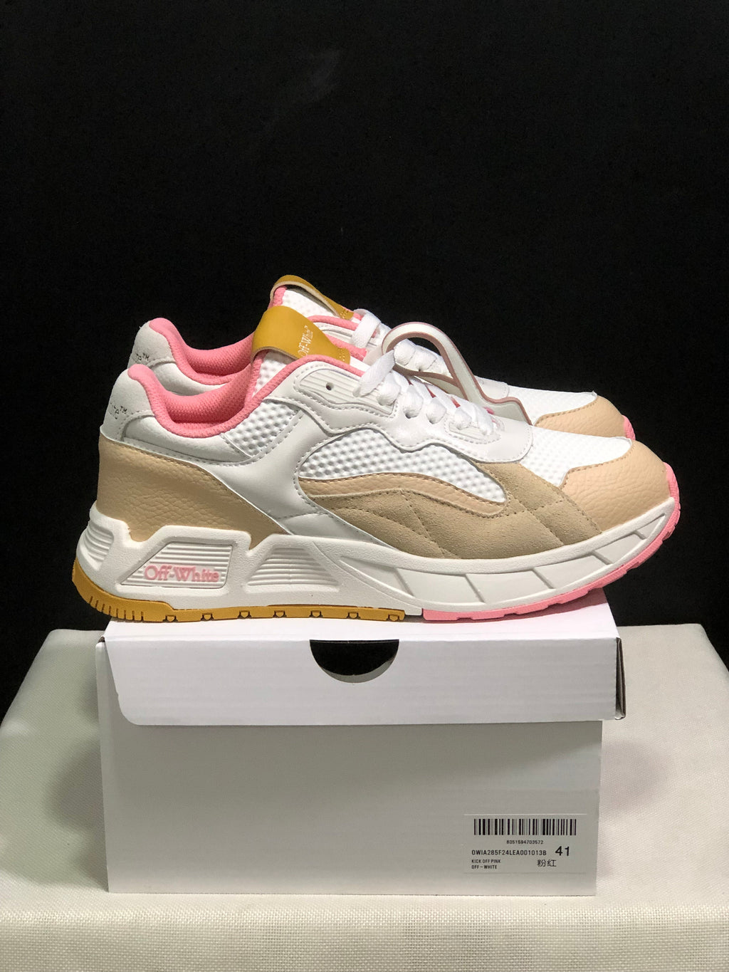 Off-White Low-Top Casual Sneakers White Beige Pink