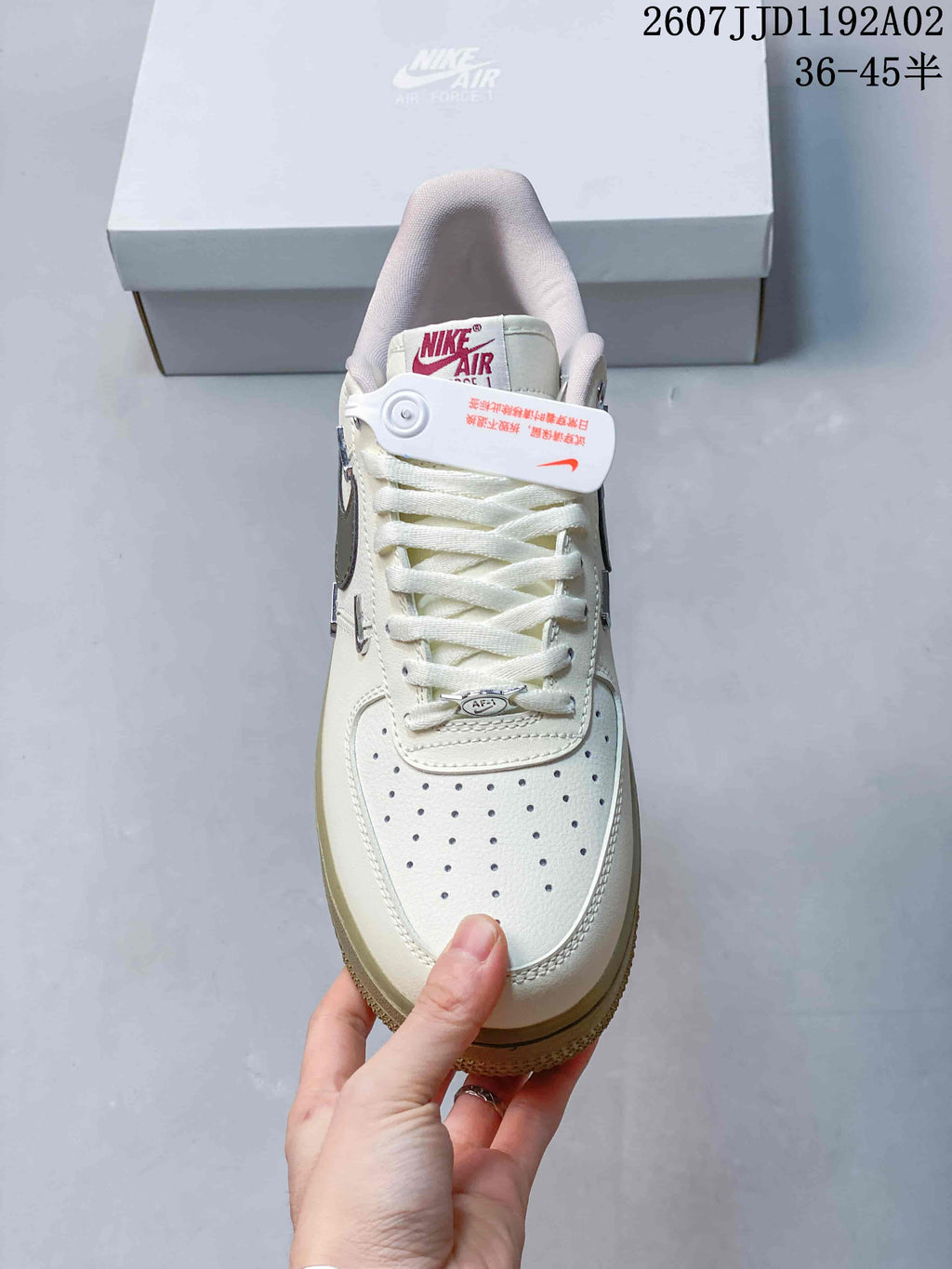 Nike Air Force 1 ’07 Low Sneakers in White and Olive