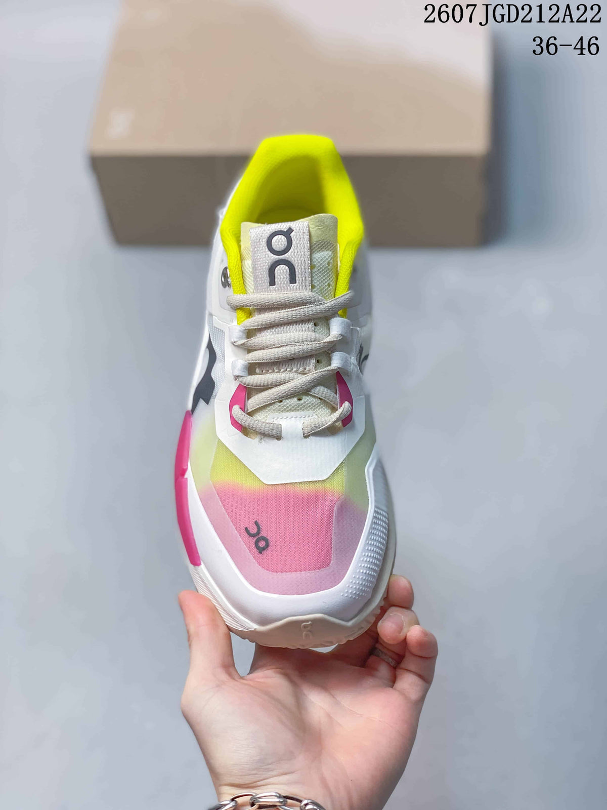 On THE ROGER Pro 2 Tennis Sneakers White Pink Yellow