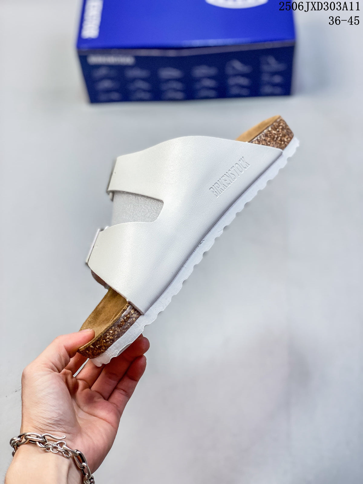 Birkenstock Two-Strap Slide Sandals in White