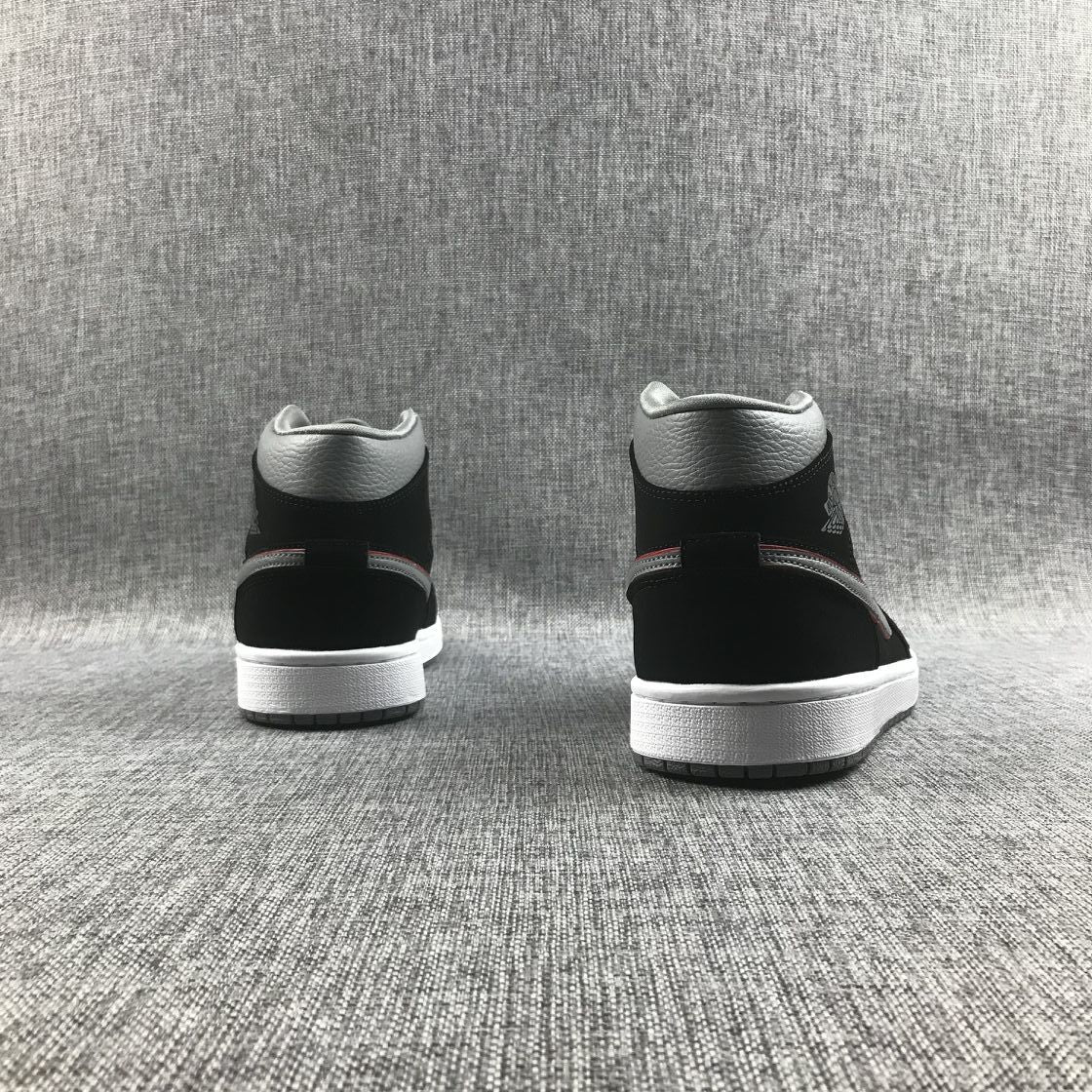 Air Jordan 1 Mid Black Grey Red Sneakers 554724-060