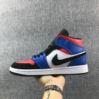 Air Jordan 1 Mid Blue Red Black White Sneakers