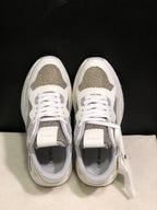 Off-White White and Grey Leather Low-Top Sneakers