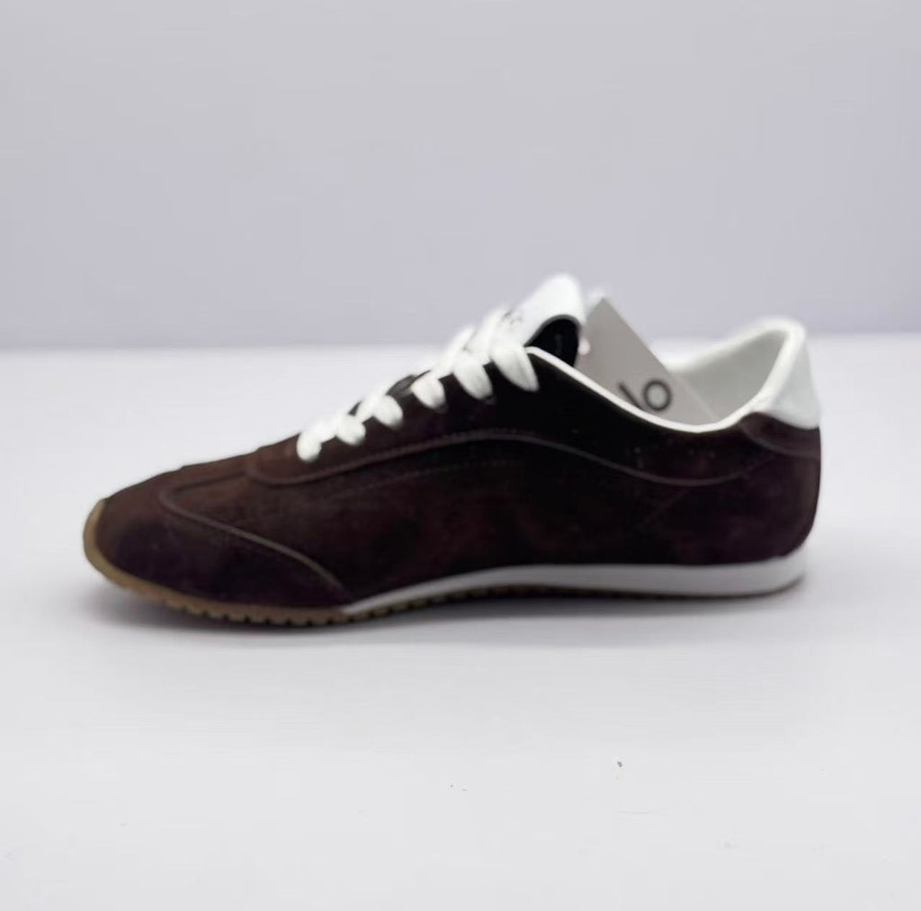 Alo Low-Top Sneakers Dark Brown with White Accents