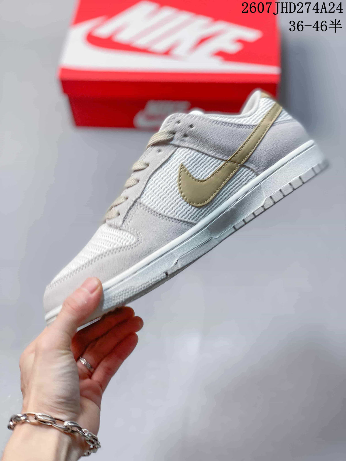 Nike SB Dunk Low Pro Low-Top Sneakers White Gold