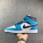 Air Jordan 1 Mid Sneakers in Blue, White and Black