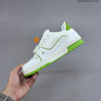 Louis Vuitton Trainer Low-Top Sneakers, White and Green/Blue
