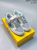Nike SB Dunk Low Sneakers White Gray Turquoise Yellow