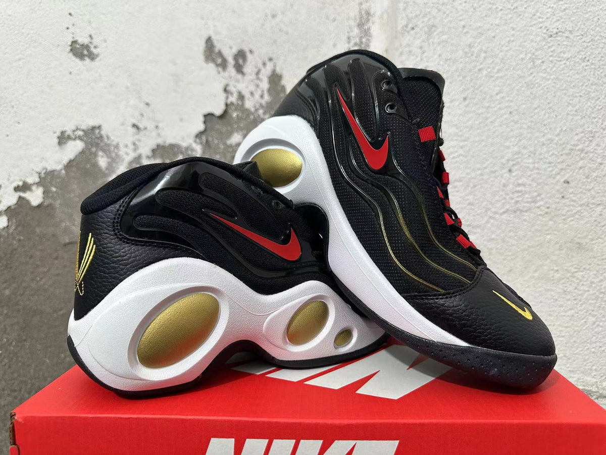 Nike Flight Black Red Gold Basketball Sneakers
