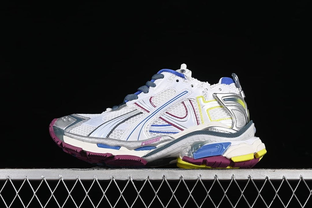 Balenciaga Runner 7.0 Sneakers in White, Blue and Yellow