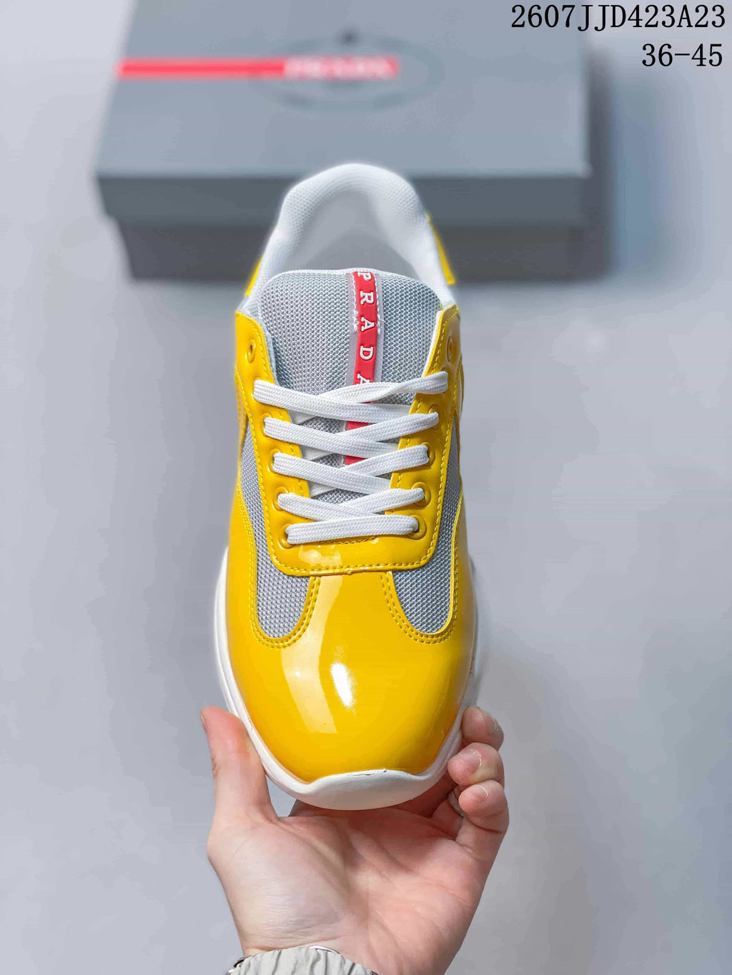 Prada 2607JJD423A23 Yellow Gray Platform Sneakers